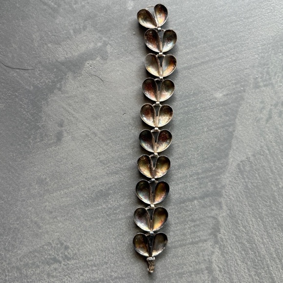 Vintage Coro Teardrop Link Sterling Silver Bracelet - Picture 3 of 5